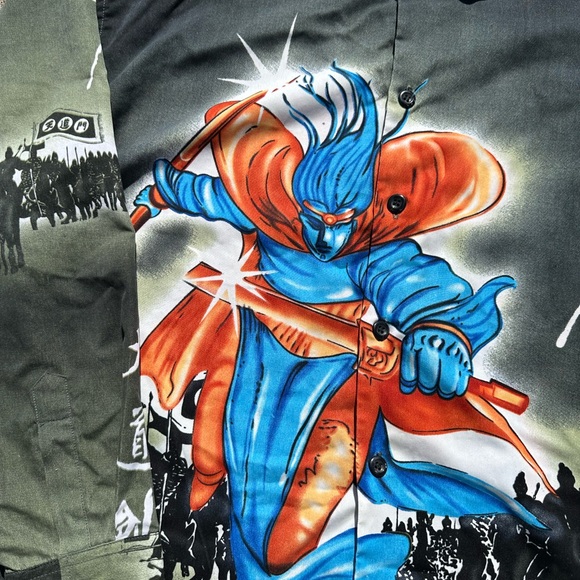 Vintage Blacksmith Japanese Manga Shirt Samurai 90's Button Long Sleeve size XL - Picture 5 of 14